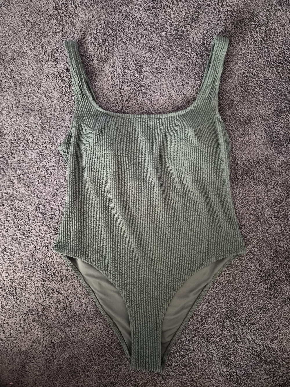 H&M Women's Green Textured One-Piece Swimsuit
